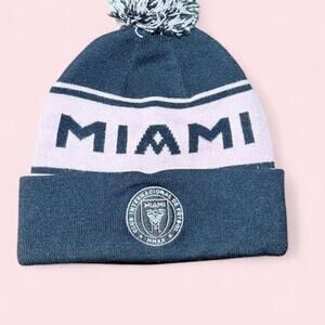 Inter Miami CF unisex pom beanie black and pink Streetwear soccer sporty fanwear